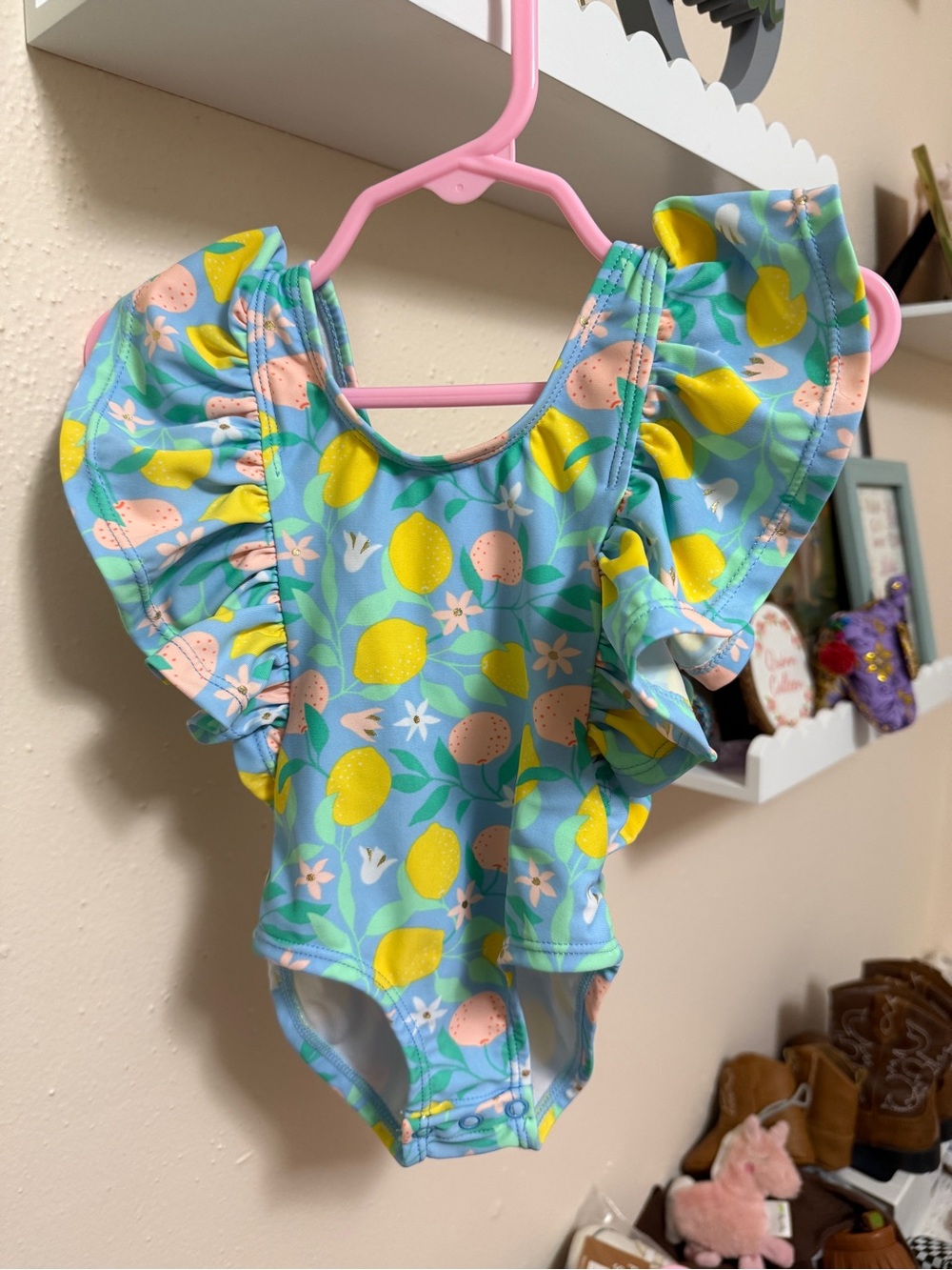 Snapper Rock Blue Lemon Flutter-Sleeve One-Piece